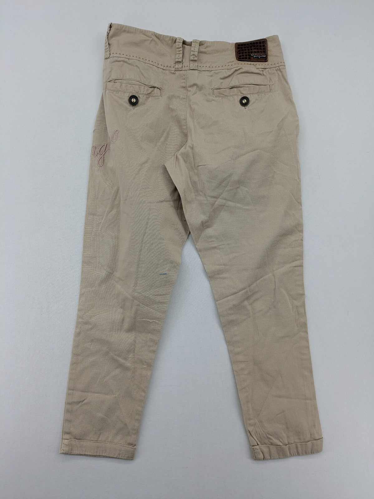 Vingino beige chino pants high waist double-button closure with embroidered details