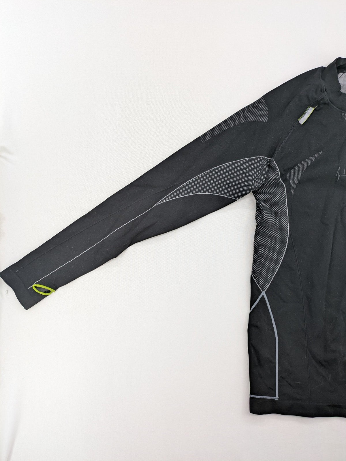 Iron-ic black long sleeve baselayer top with standing collar and thumbholes.