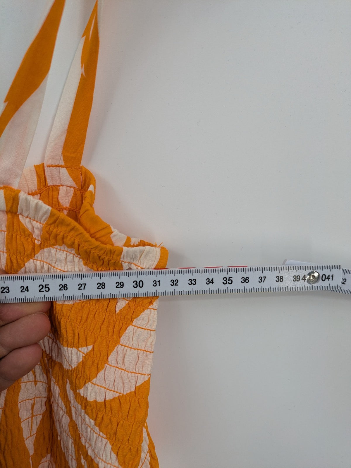 up2 fashion orange summer dress floral print smocked bodice 100% viscose