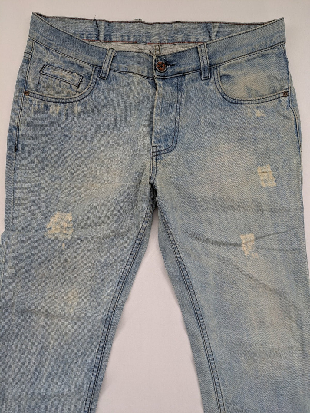 GOOD JEANS straight jeans light blue distressed vintage wash with 5-pocket design