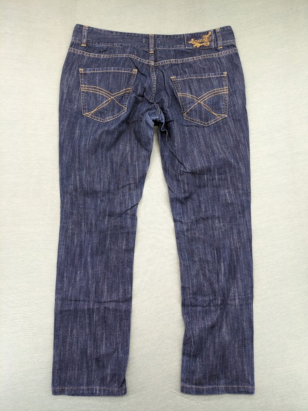 Kickers blue straight leg jeans with double button closure and 5-pocket design.