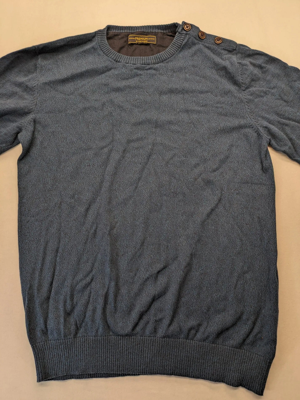 Jack & Jones brown and grey turtle neck jumper with contrasting elbow patches and shoulder buttons.