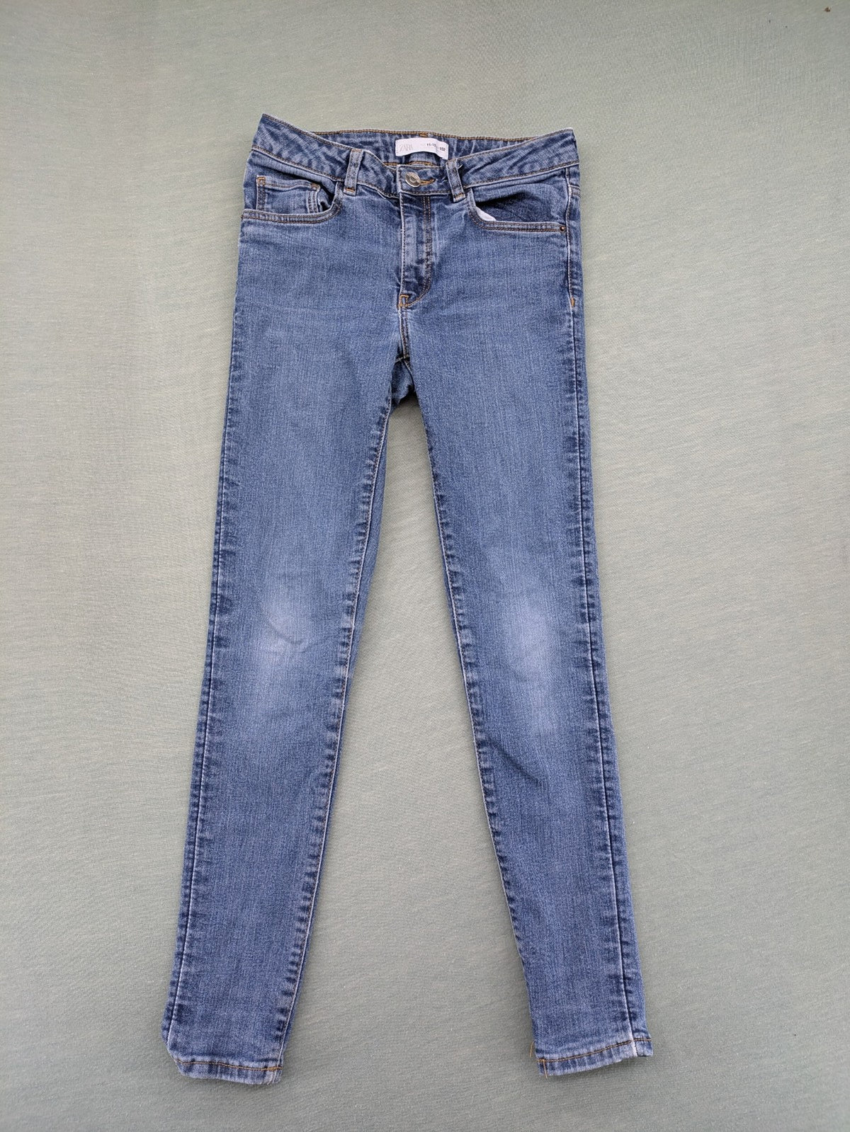 Zara Kids blue skinny jeans medium wash five-pocket design soft stretch denim