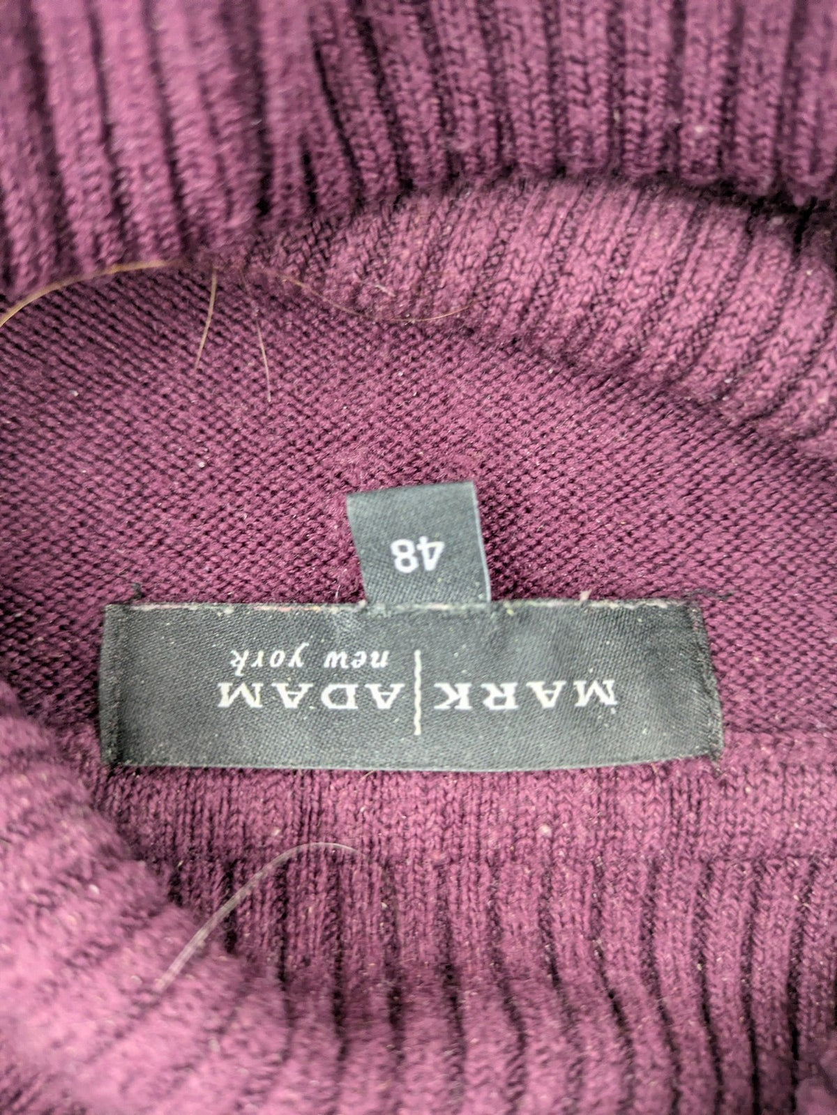 Mark Adam burgundy turtle neck jumper short sleeves soft knit material