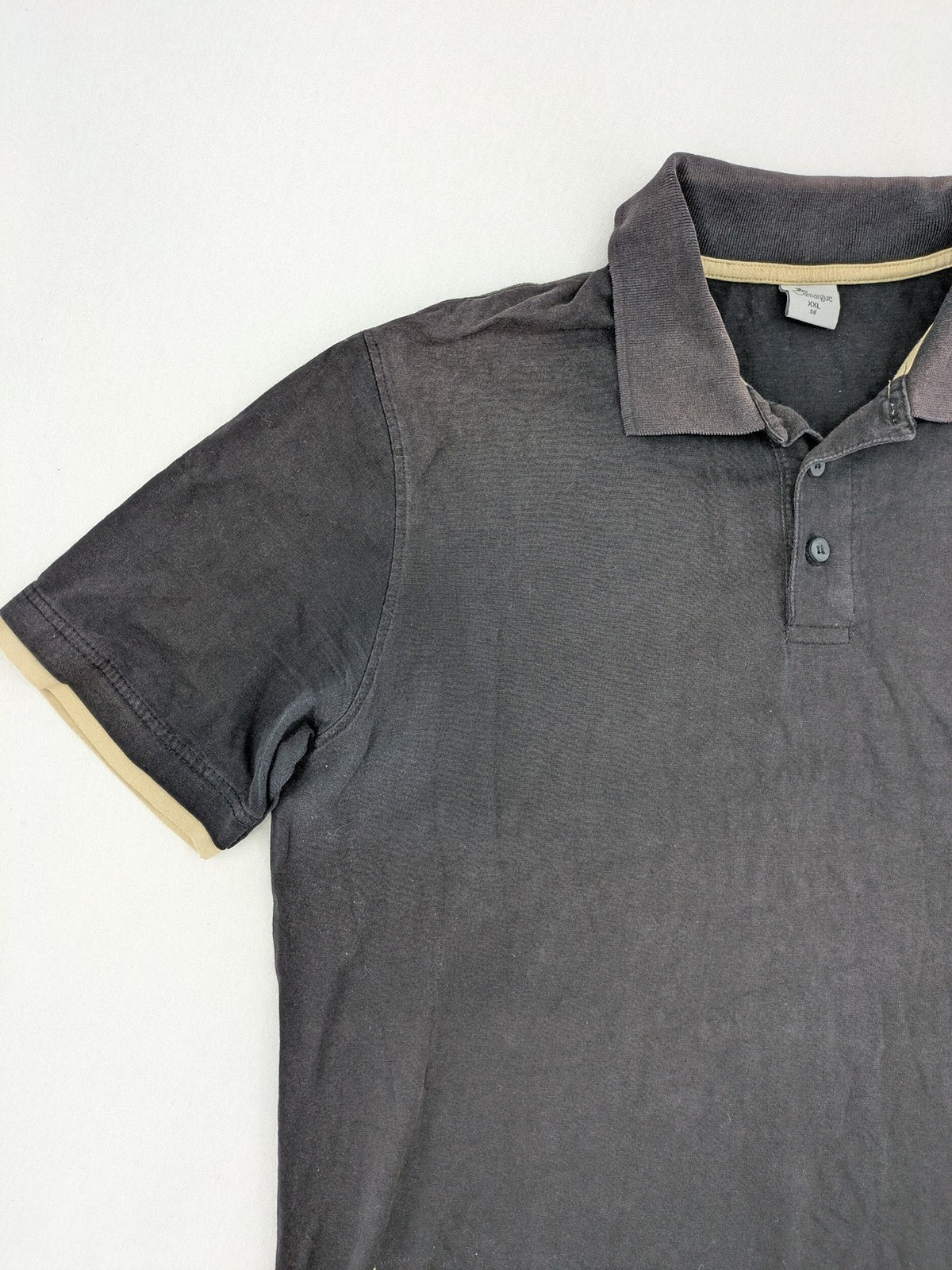 Camargue beige polo shirt cotton short sleeves contrast trim classic collar
