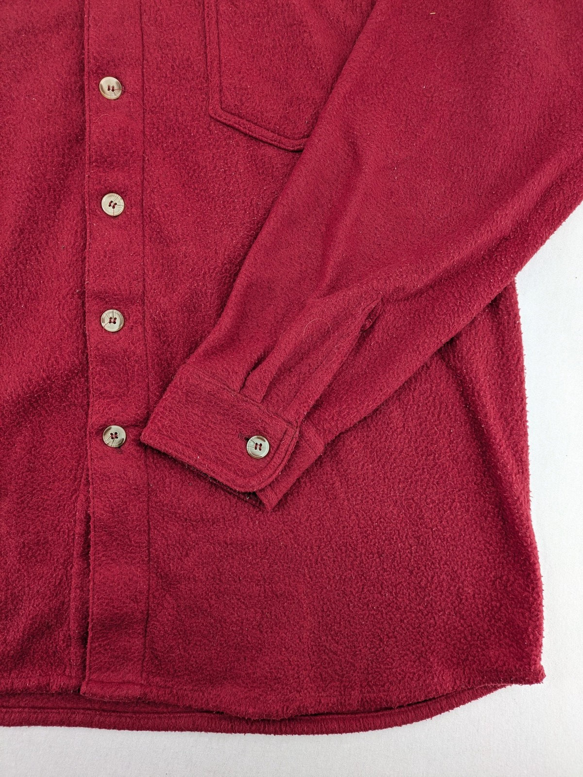 Outdoor red fleece shirt large button-up design with chest pocket and soft material