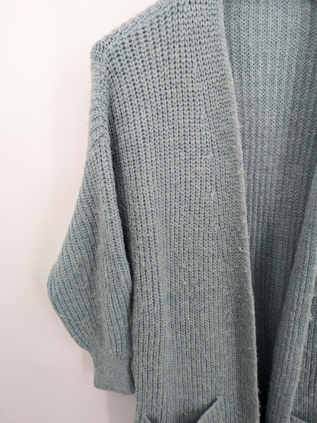 Orsay grey turtle neck jumper open front longline chunky knit with pockets.