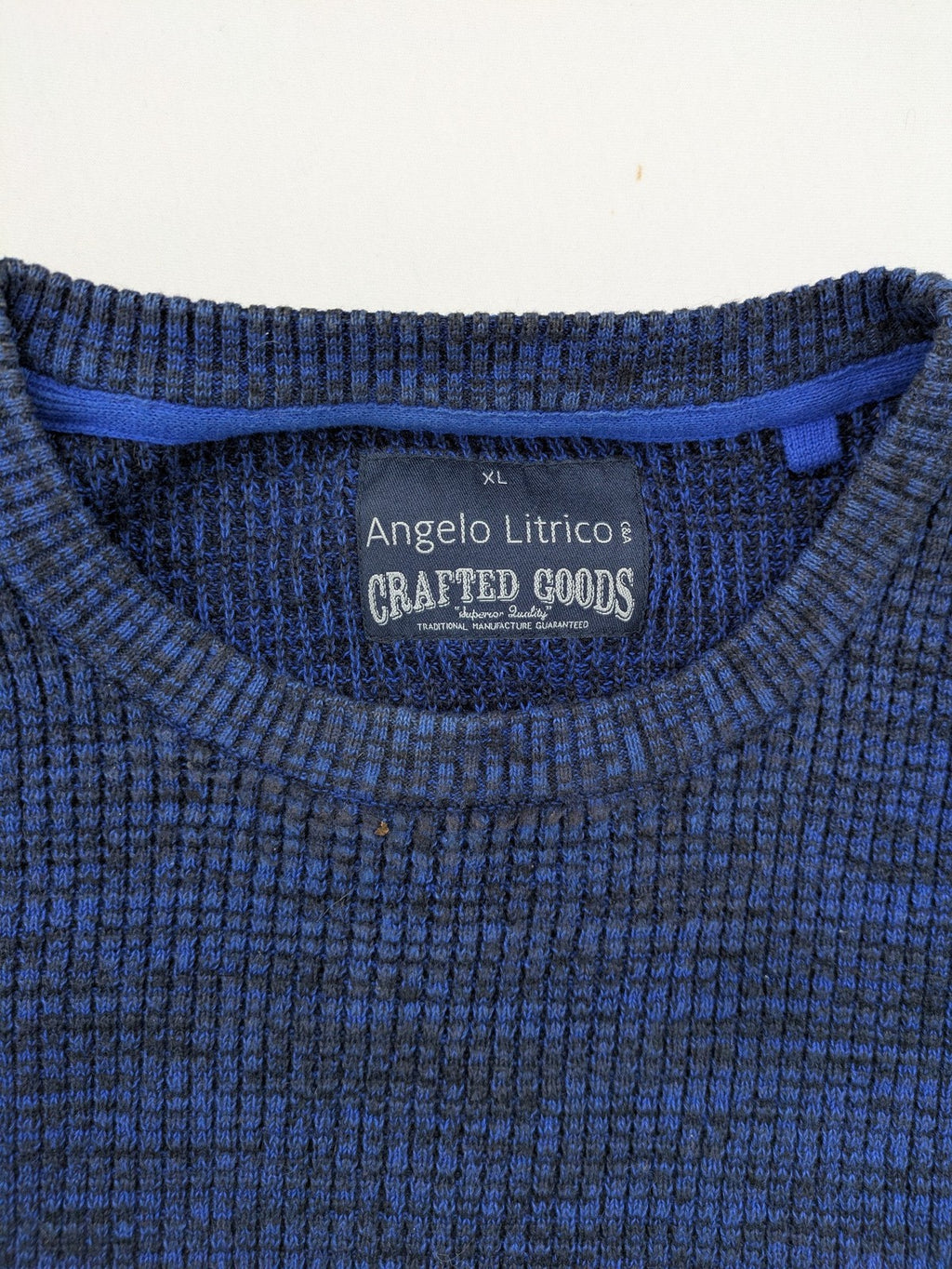 Angelo Litrico blue-grey turtle neck jumper, textured knit, casual style, 100% cotton.