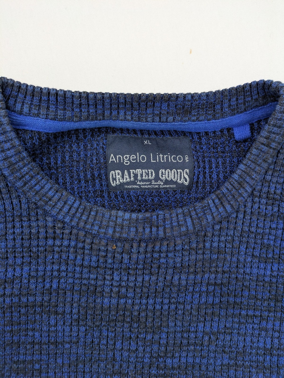 Angelo Litrico blue-grey turtle neck jumper, textured knit, casual style, 100% cotton.