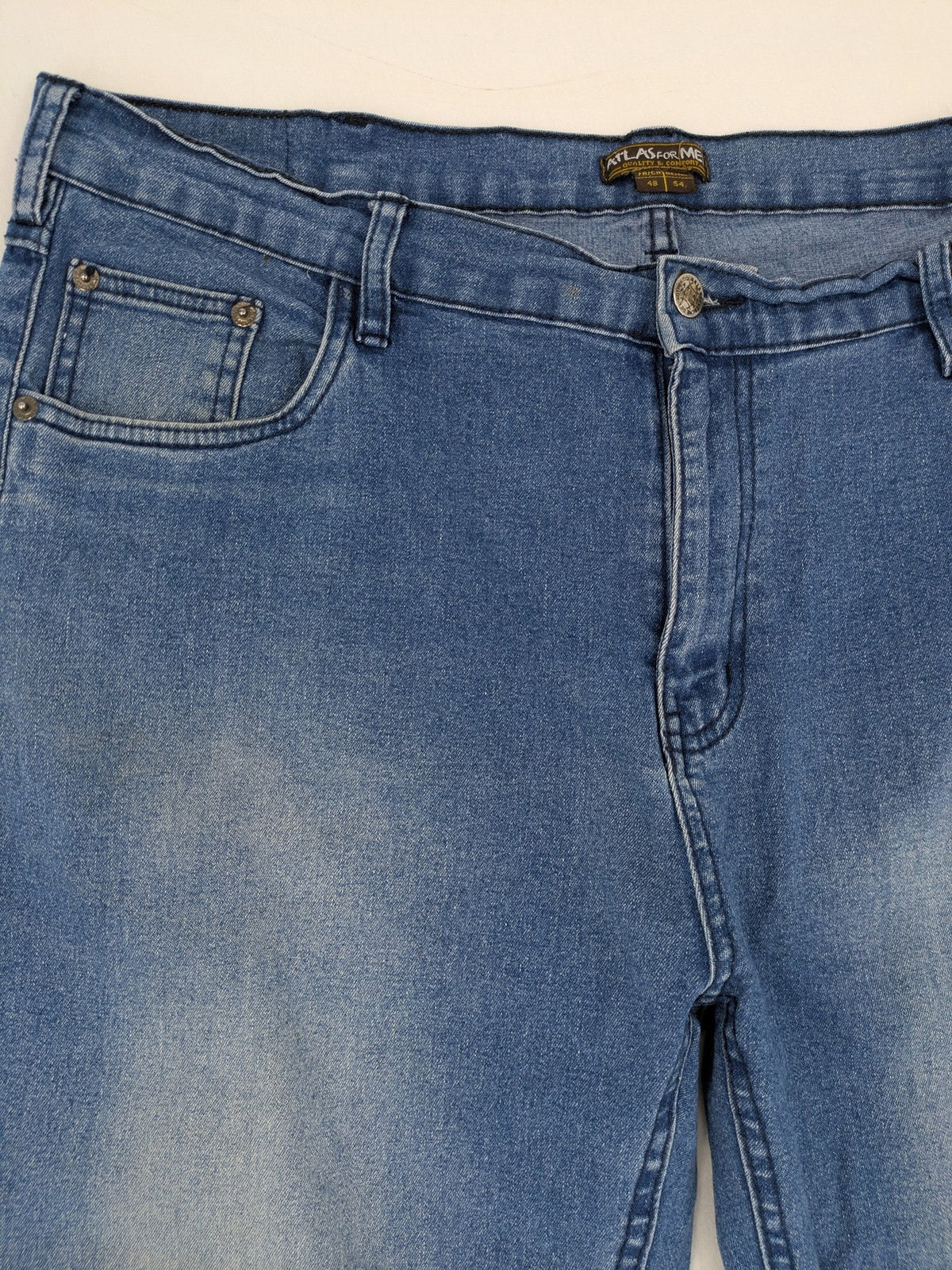 Atlas For Men blue straight jeans classic fit 5-pocket design medium wash denim