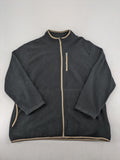 Crane beige and black fleece jacket full zip with cream accents and zippered pockets.