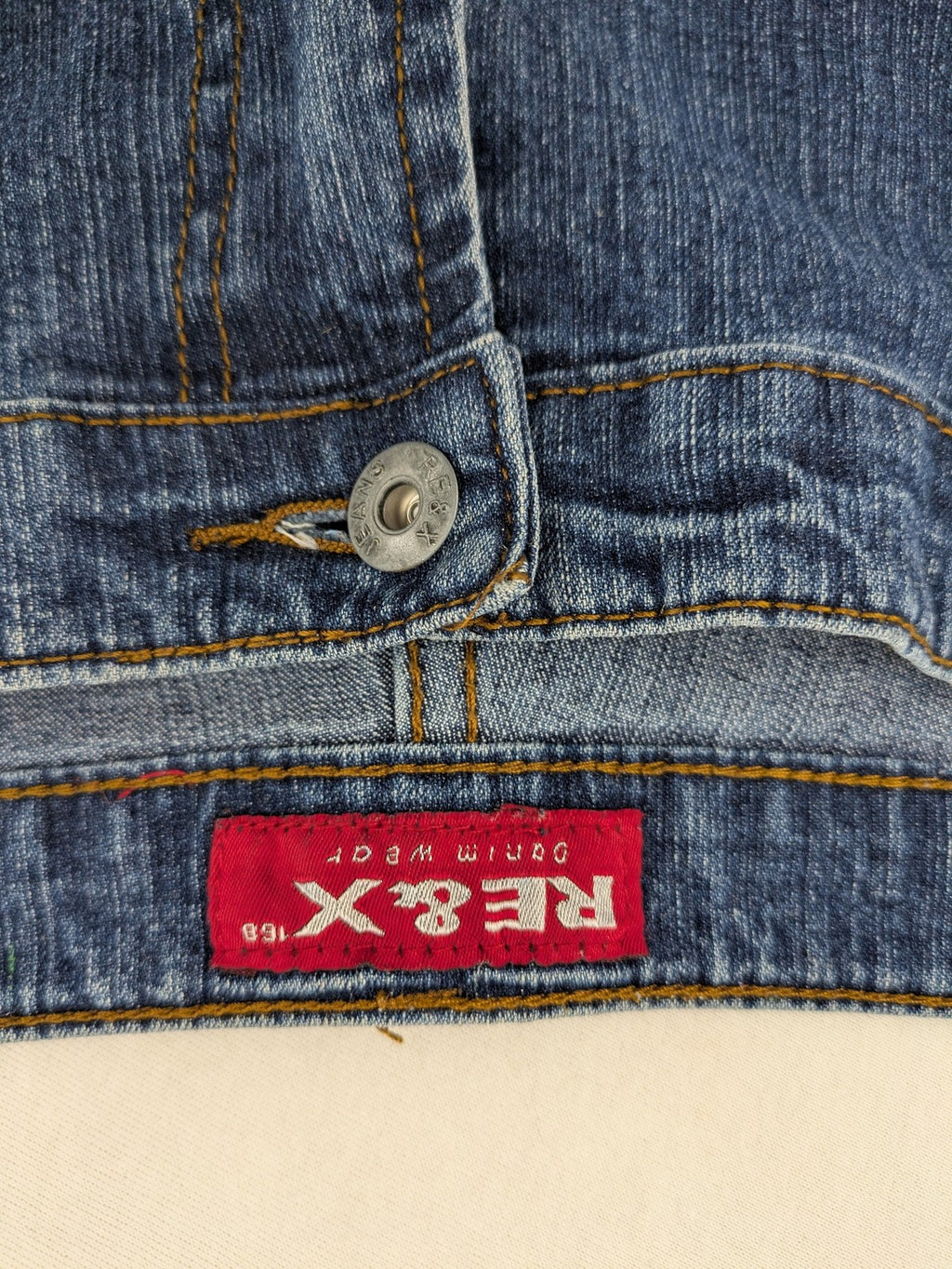 RE&X blue straight jeans dark wash five-pocket design stretch denim material