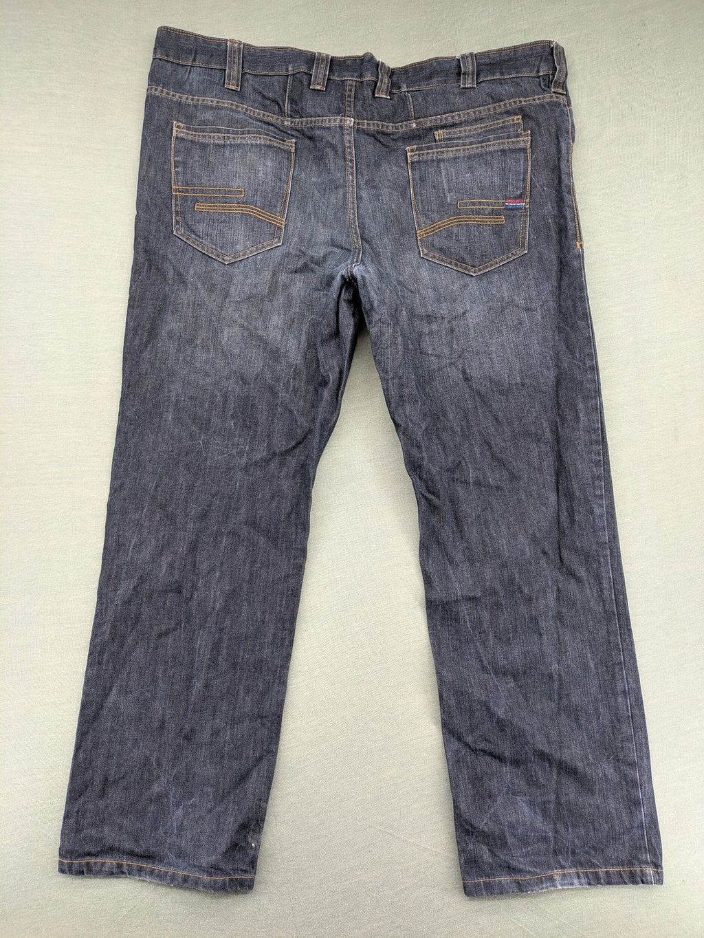 Back Of Beyond blue straight jeans 5-pocket design with classic denim wash.