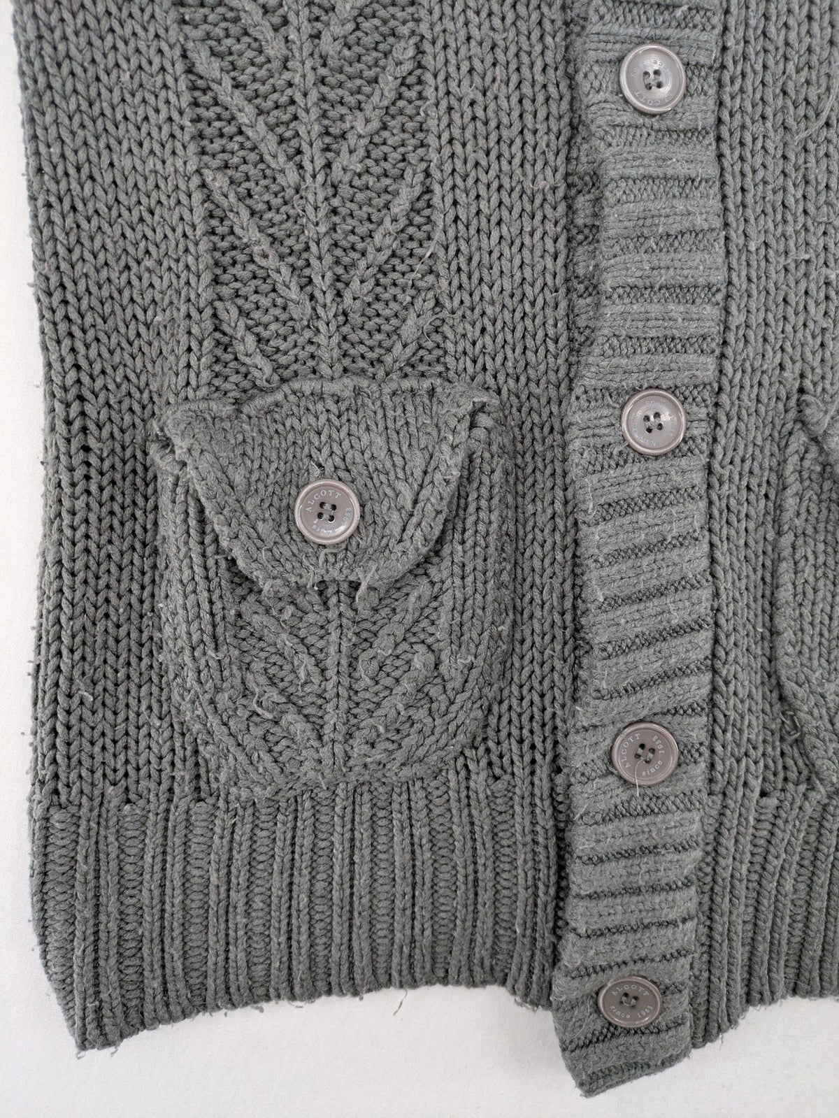 alcott grey turtle neck jumper cable knit pattern with ribbed collar and pockets