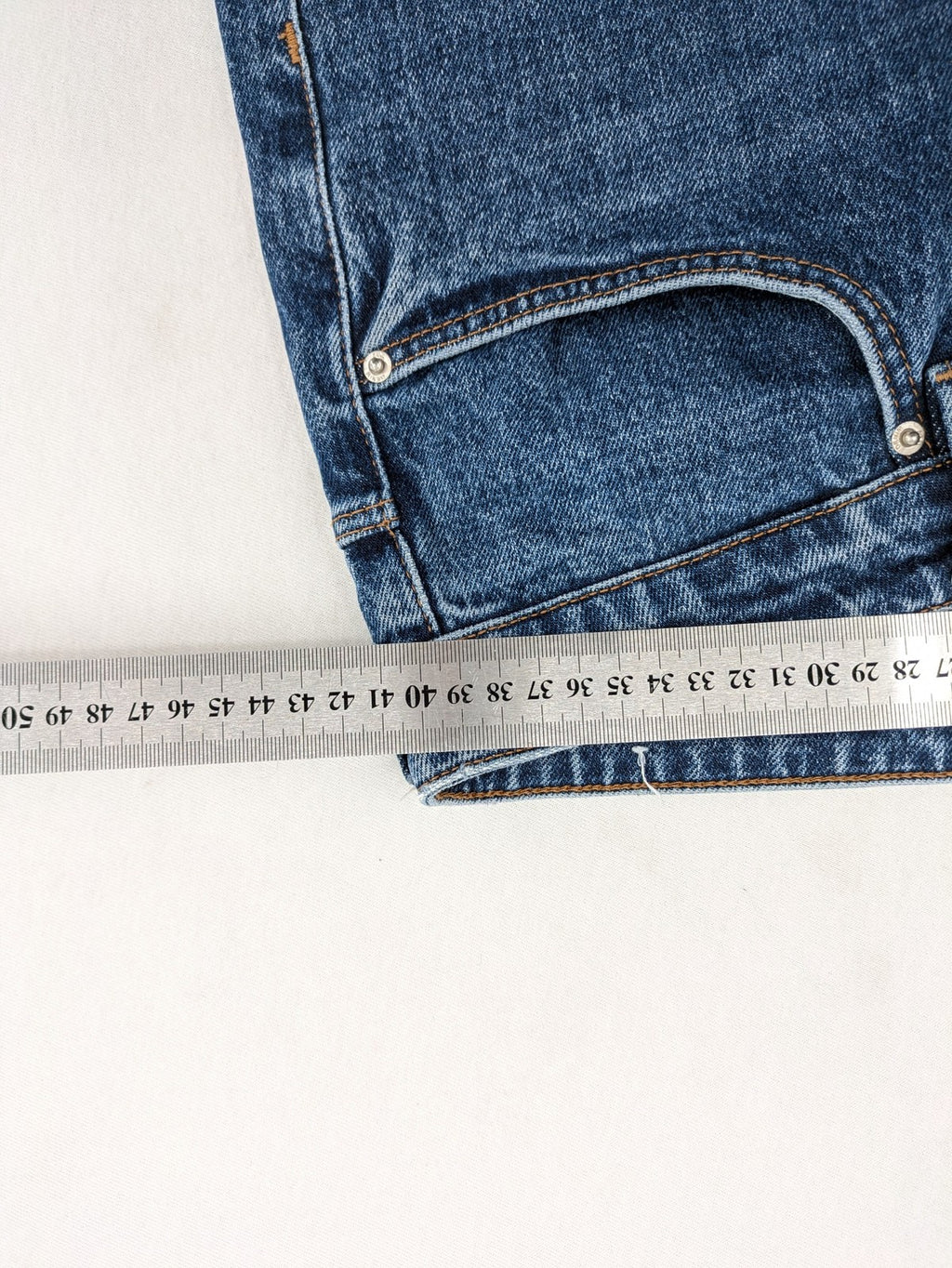 Zara blue straight jeans with classic 5-pocket design and button fly.
