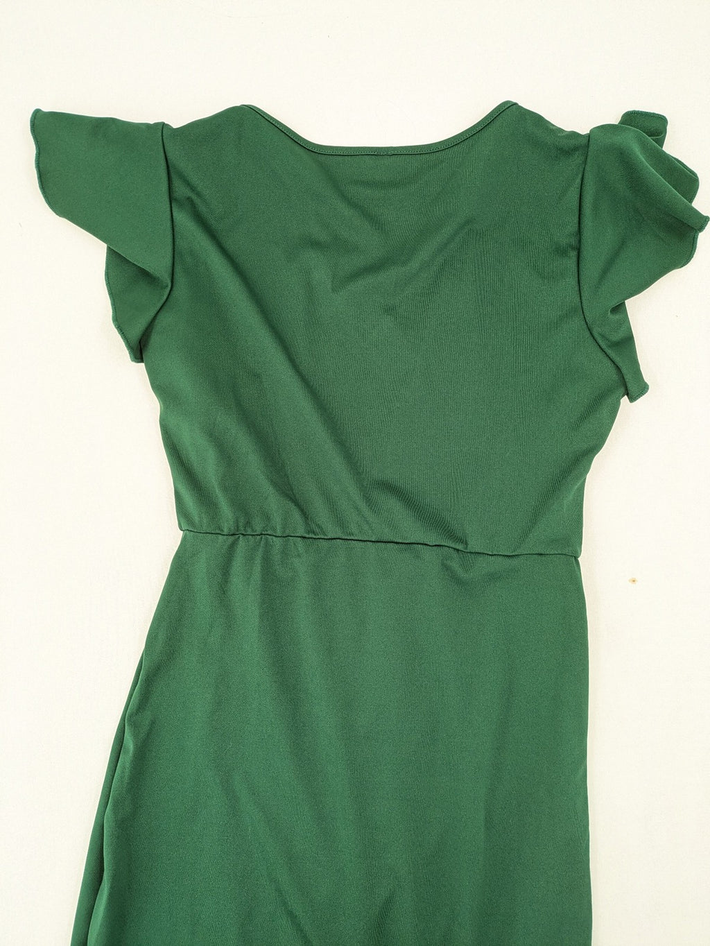 Bridal Party Dress green wrap dress V-neck cut-out detail with flutter sleeves