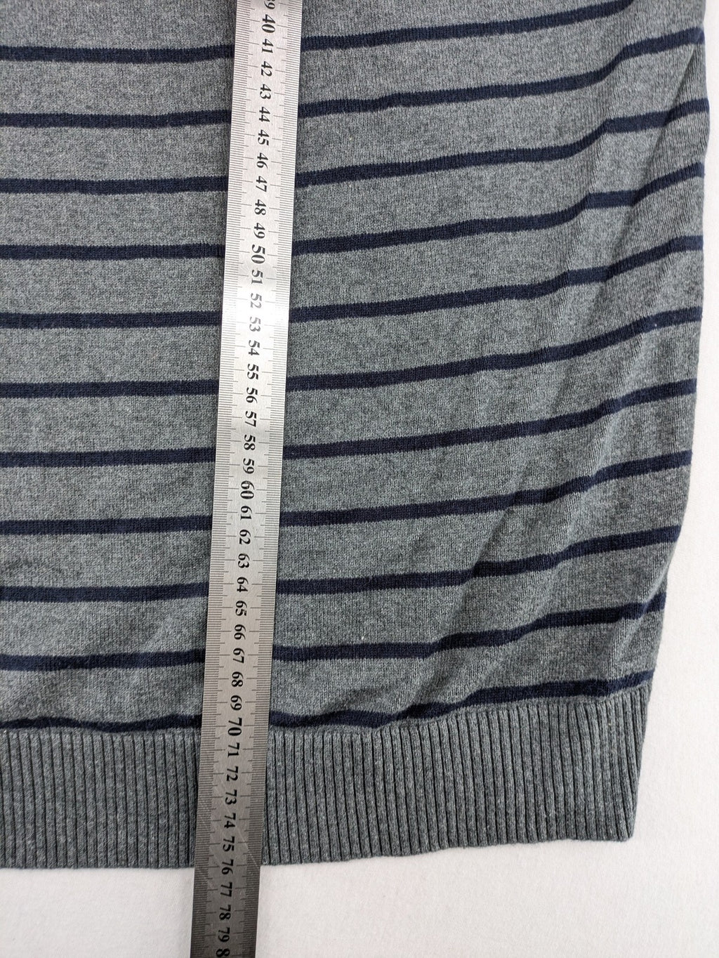 Angelo Litrico grey and navy striped turtle neck jumper with stylish shawl collar.