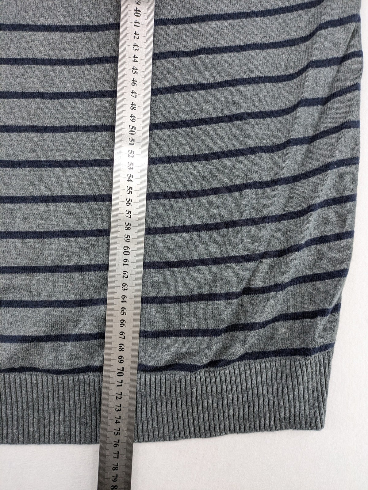 Angelo Litrico grey and navy striped turtle neck jumper with stylish shawl collar.