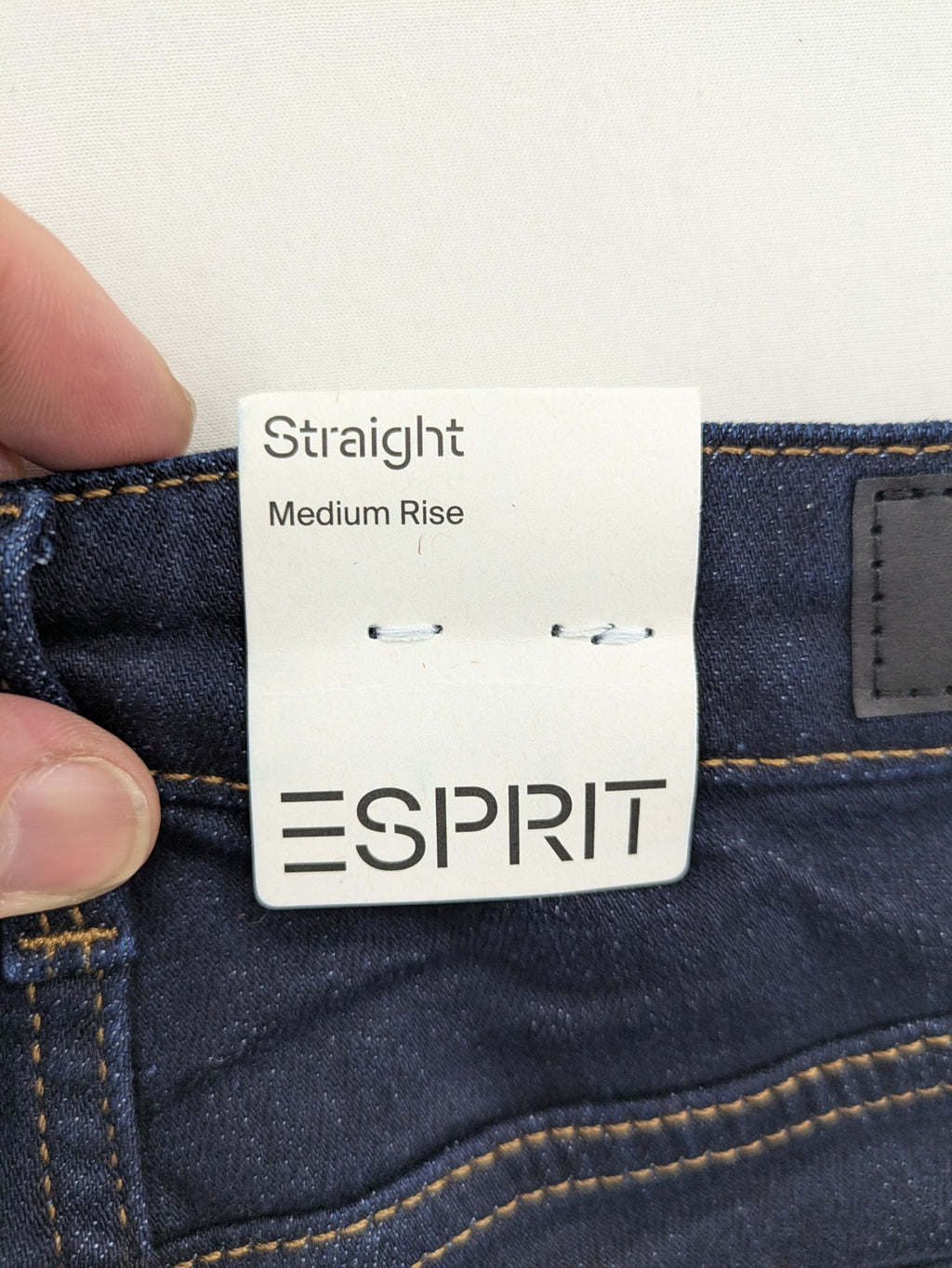 Esprit blue straight jeans with classic 5-pocket design and medium rise fit.
