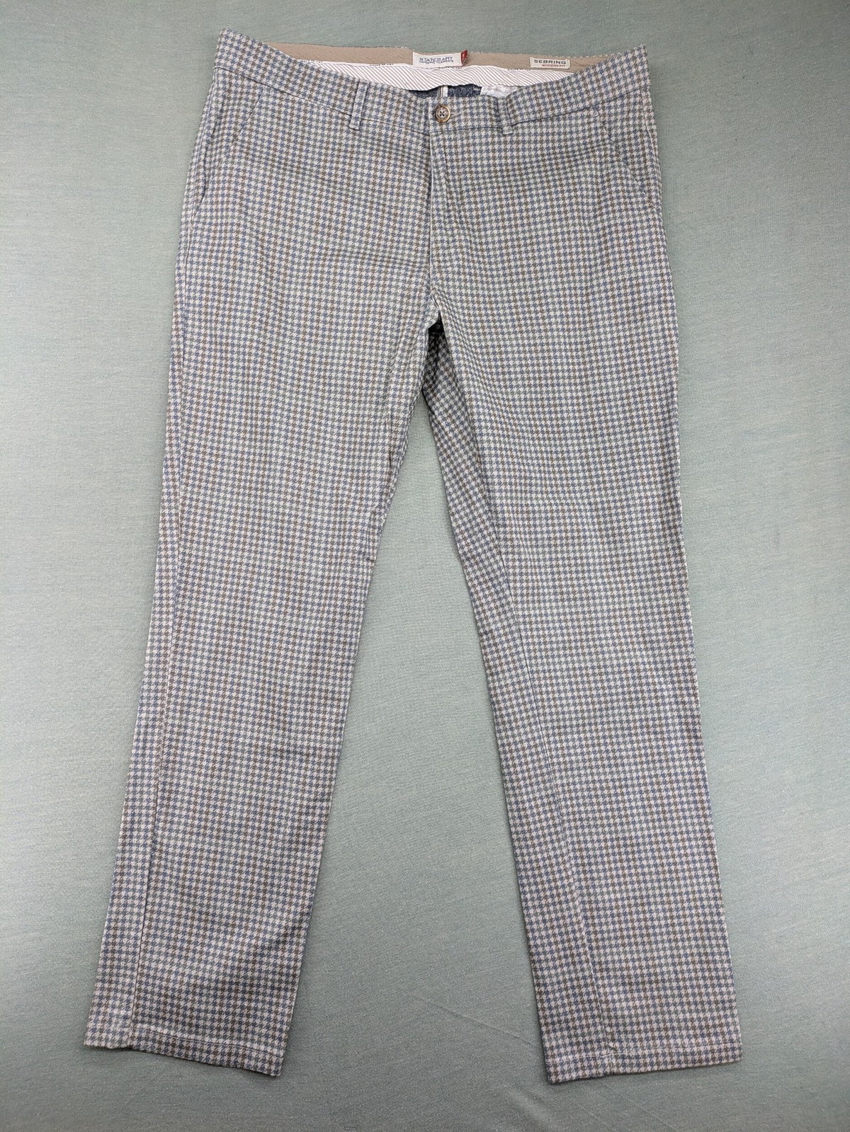 State of Art pink pants houndstooth pattern modern fit with zipper and button closure.