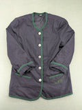 Blazer green and navy jacket with embroidered details and silver buttons.