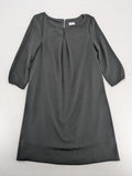 Infinity grey bridal party dress with pleated front and 3/4 sleeves.