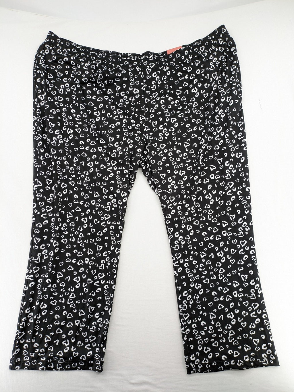 janina black and white pajama pants heart pattern elastic waistband stretch material