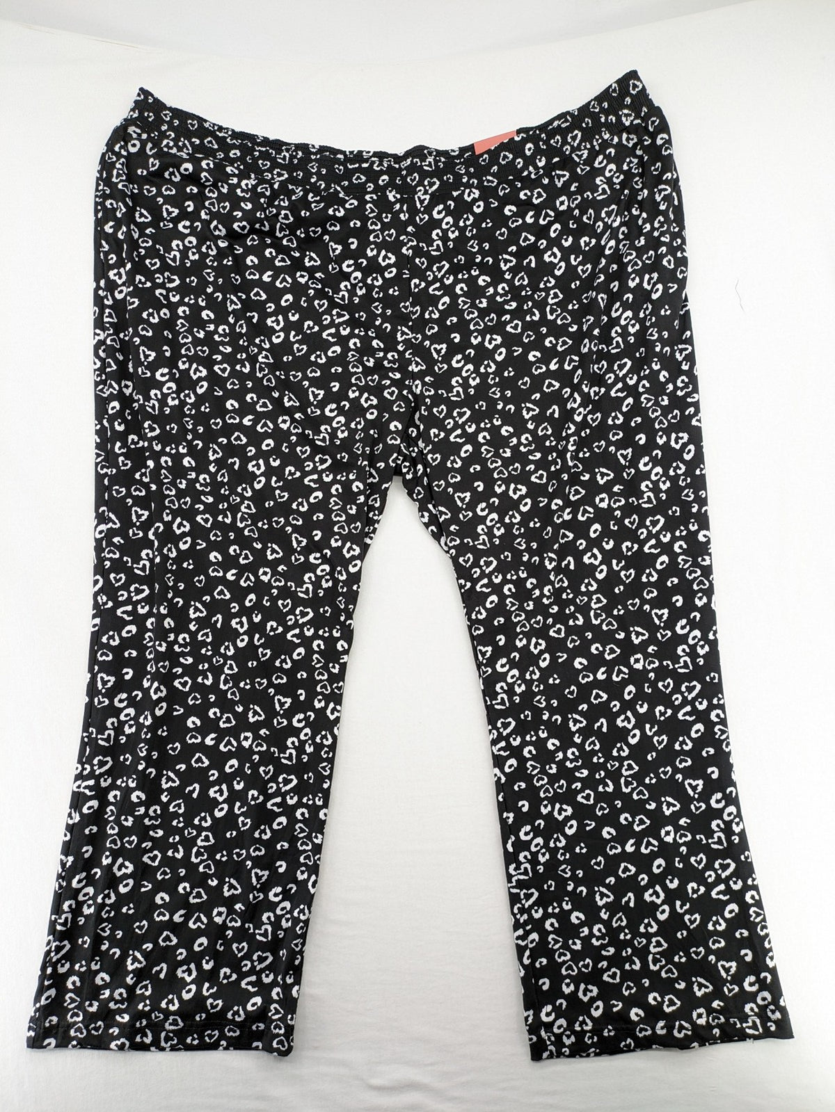 janina black and white pajama pants heart pattern elastic waistband stretch material