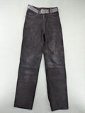 Silhouette black vintage pants high-waisted genuine suede five-pocket style with studded belt.