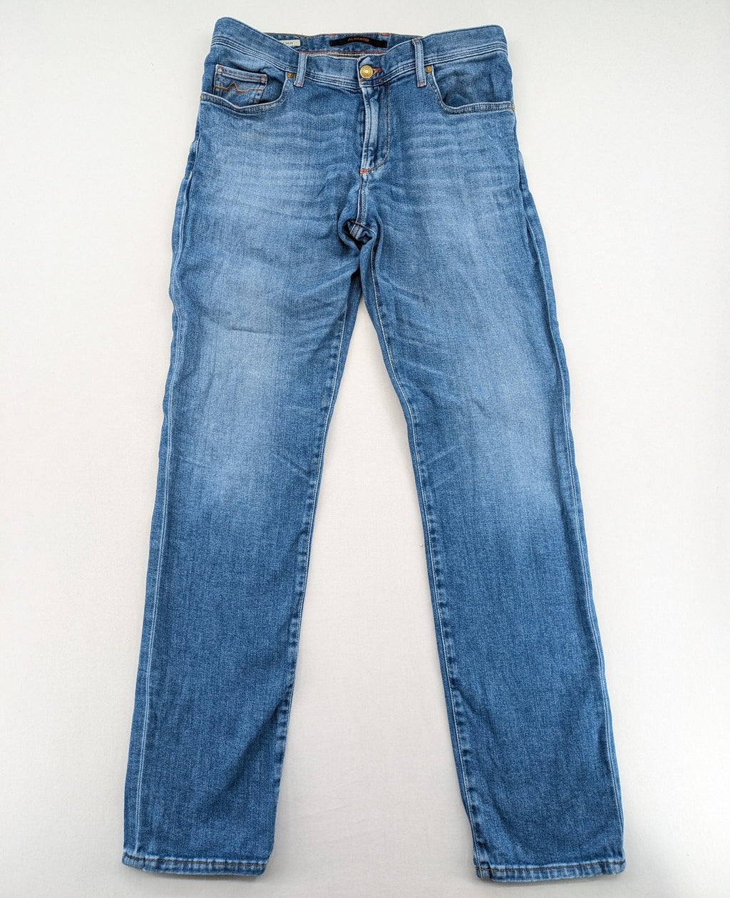 ALBERTO straight jeans blue cotton stretch denim classic 5-pocket style with contrast stitching