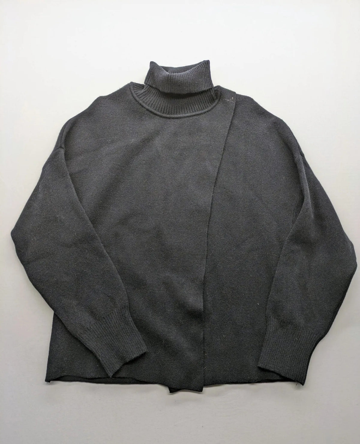 In Shape grey turtle neck jumper asymmetrical design, soft viscose blend material.