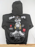 Kuima multi graphic hoodie black featuring large Bugs Bunny print and kangaroo pocket.