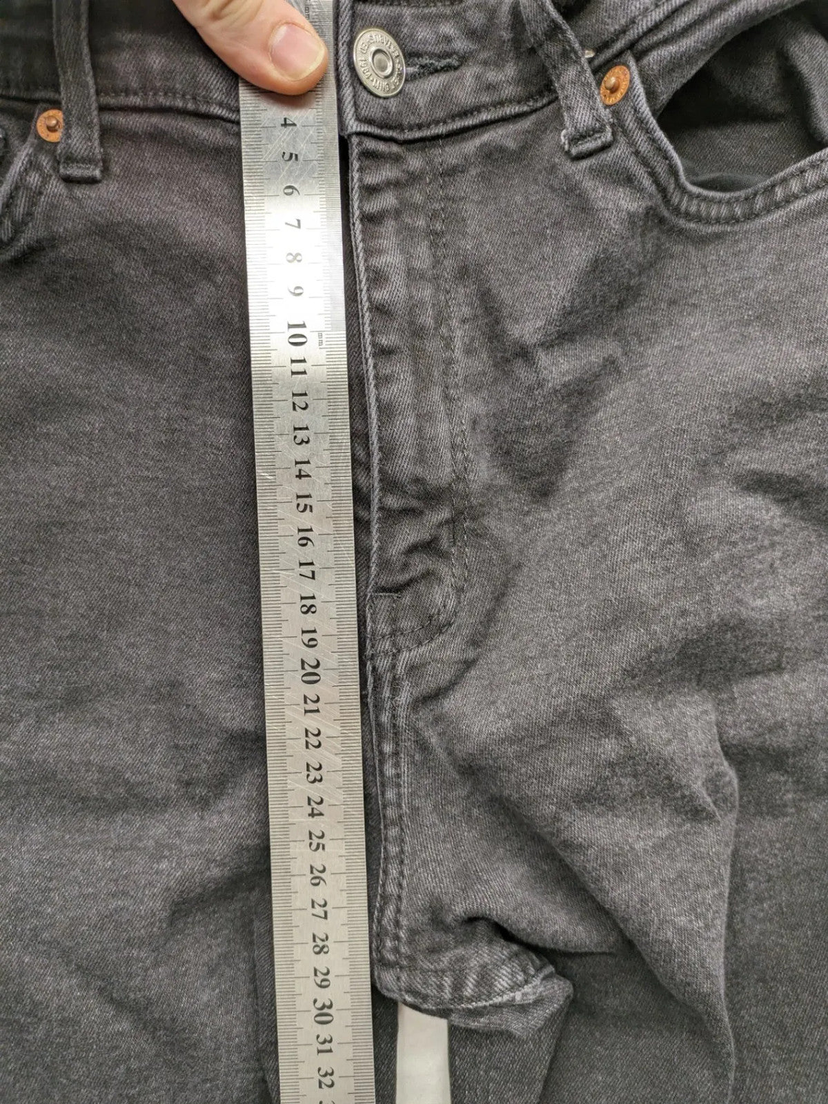 MNG grey straight jeans high waist 5-pocket design authentic denim.
