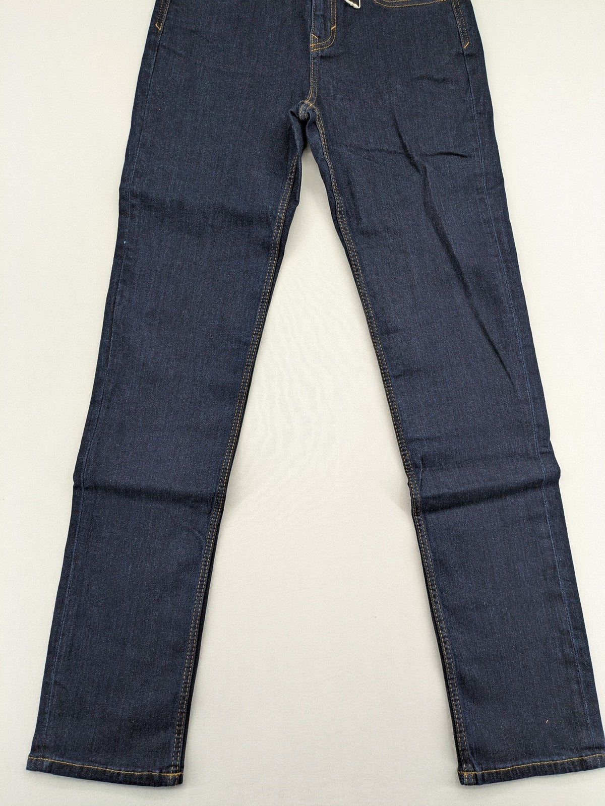 Esprit blue straight leg jeans with contrasting stitching and mid-rise fit.