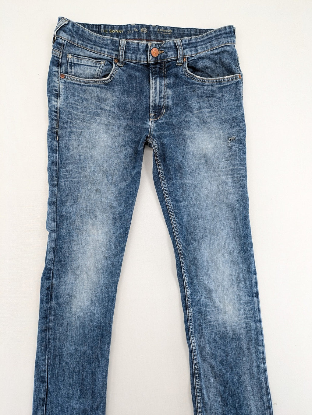 C&A blue skinny jeans medium wash five-pocket design cotton stretch blend