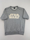 Star Wars grey short-sleeve sweatshirt with large cream logo print on chest.