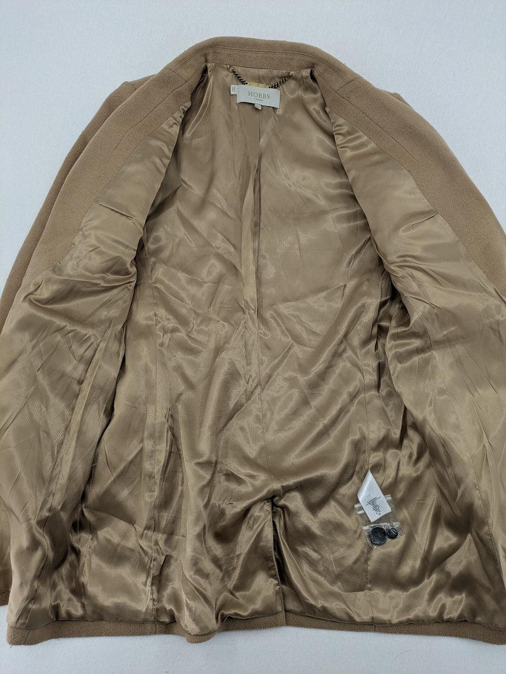 Hobbs London beige wool blend jacket single-breasted tailored fit with original buttons.