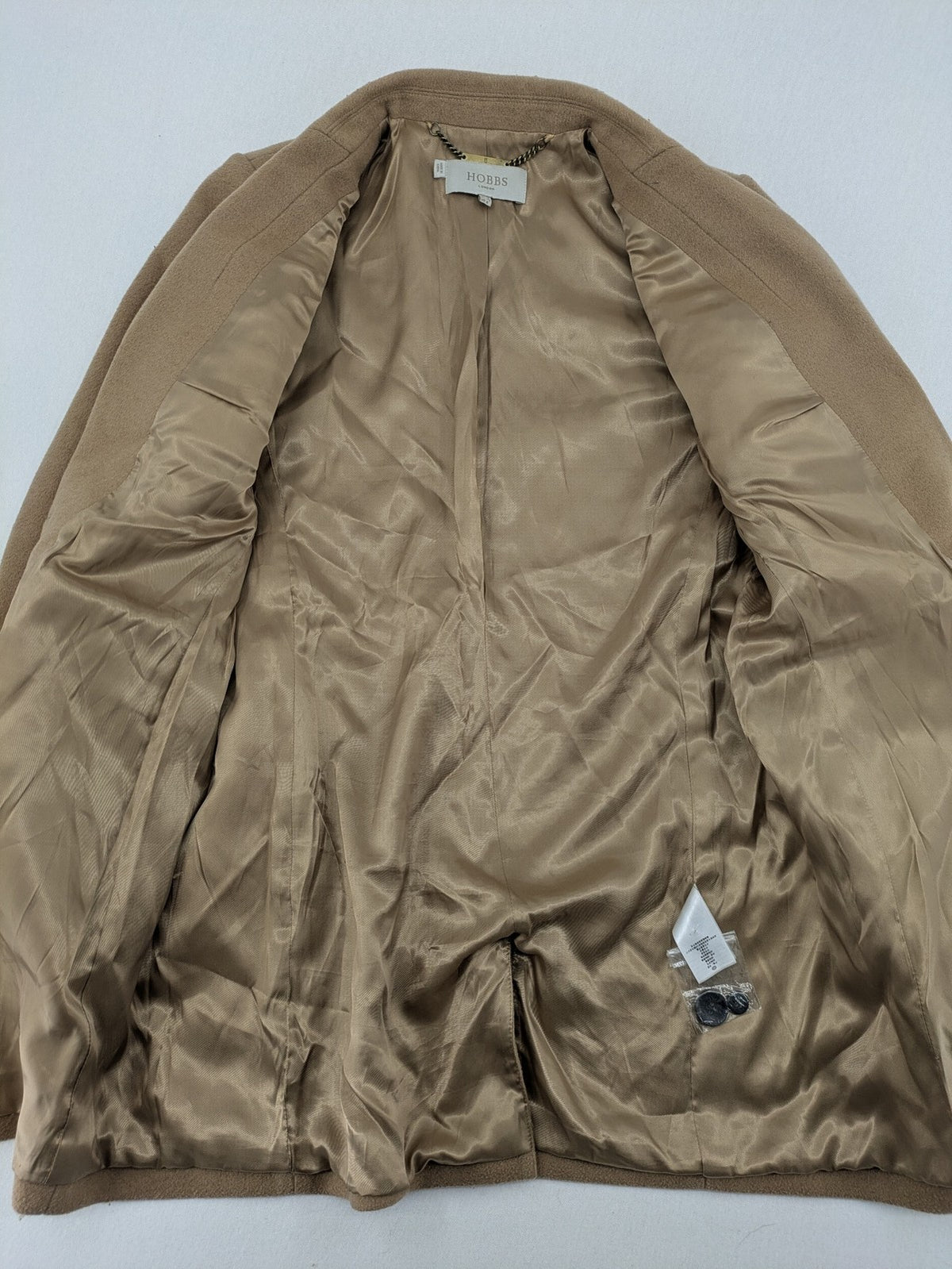 Hobbs London beige wool blend jacket single-breasted tailored fit with original buttons.