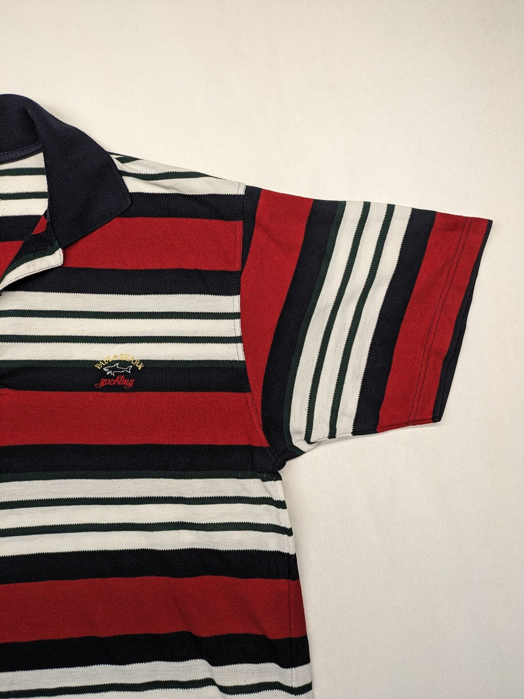 Paul & Shark Yachting striped polo shirt red navy white with embroidered logo on chest.
