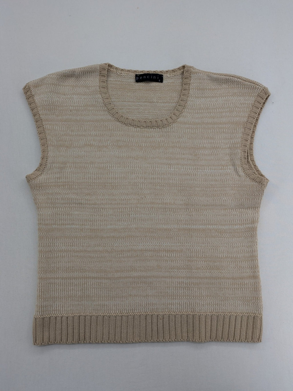 Pencini beige turtle neck jumper, sleeveless design, soft merino wool blend.