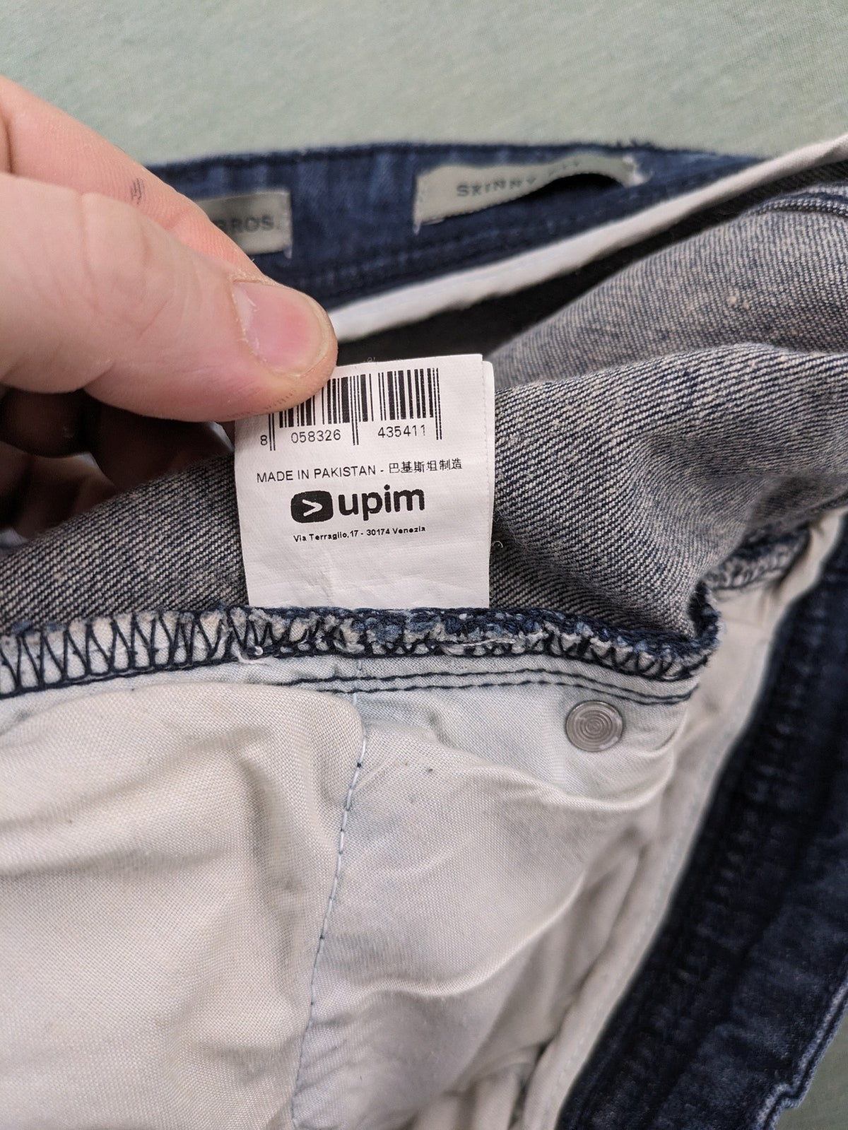 Bros blue skinny fit jeans 5-pocket design stretch denim classic wash