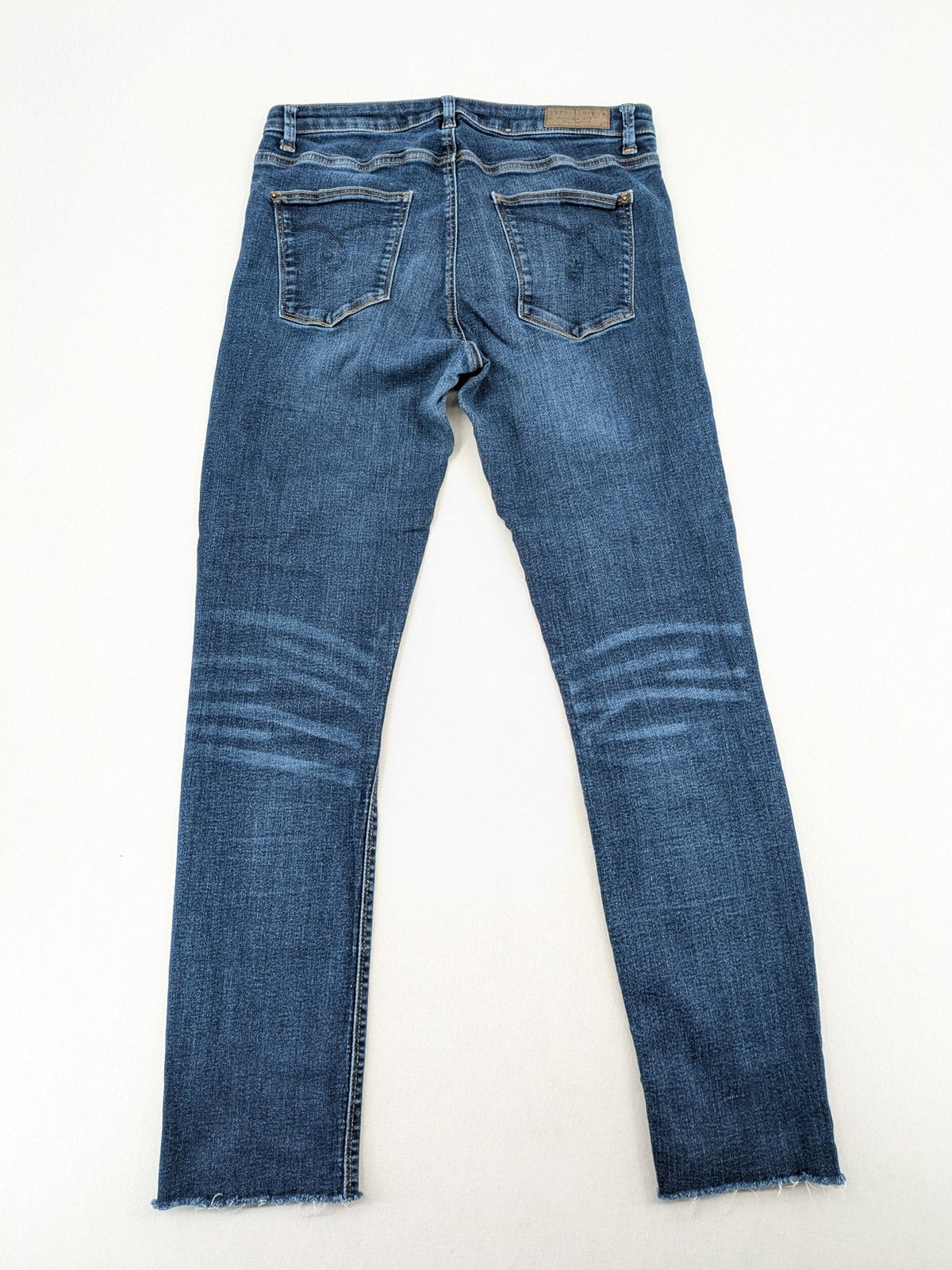 Esprit blue slim fit jeans with frayed hem and classic 5-pocket style.