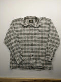 OS Trachten beige green checkered long sleeve shirt with button-up front and chest pocket.