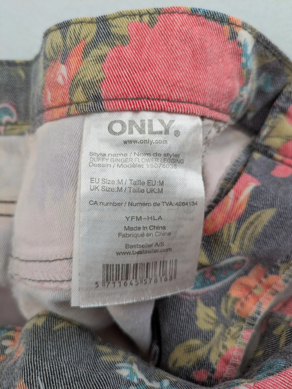 ONLY blue straight jeans with vibrant floral and paisley print on denim fabric.
