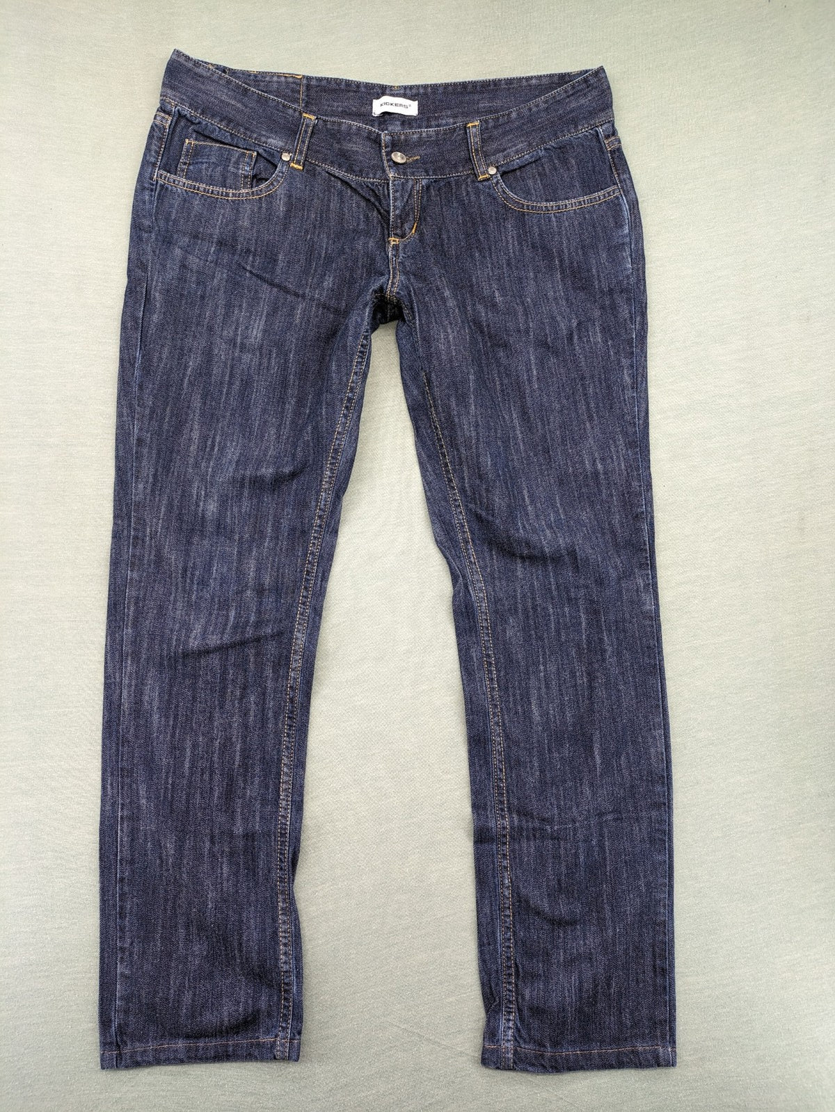 Kickers blue straight leg jeans with double button closure and 5-pocket design.