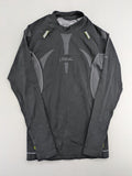Iron-ic black long sleeve baselayer top with standing collar and thumbholes.
