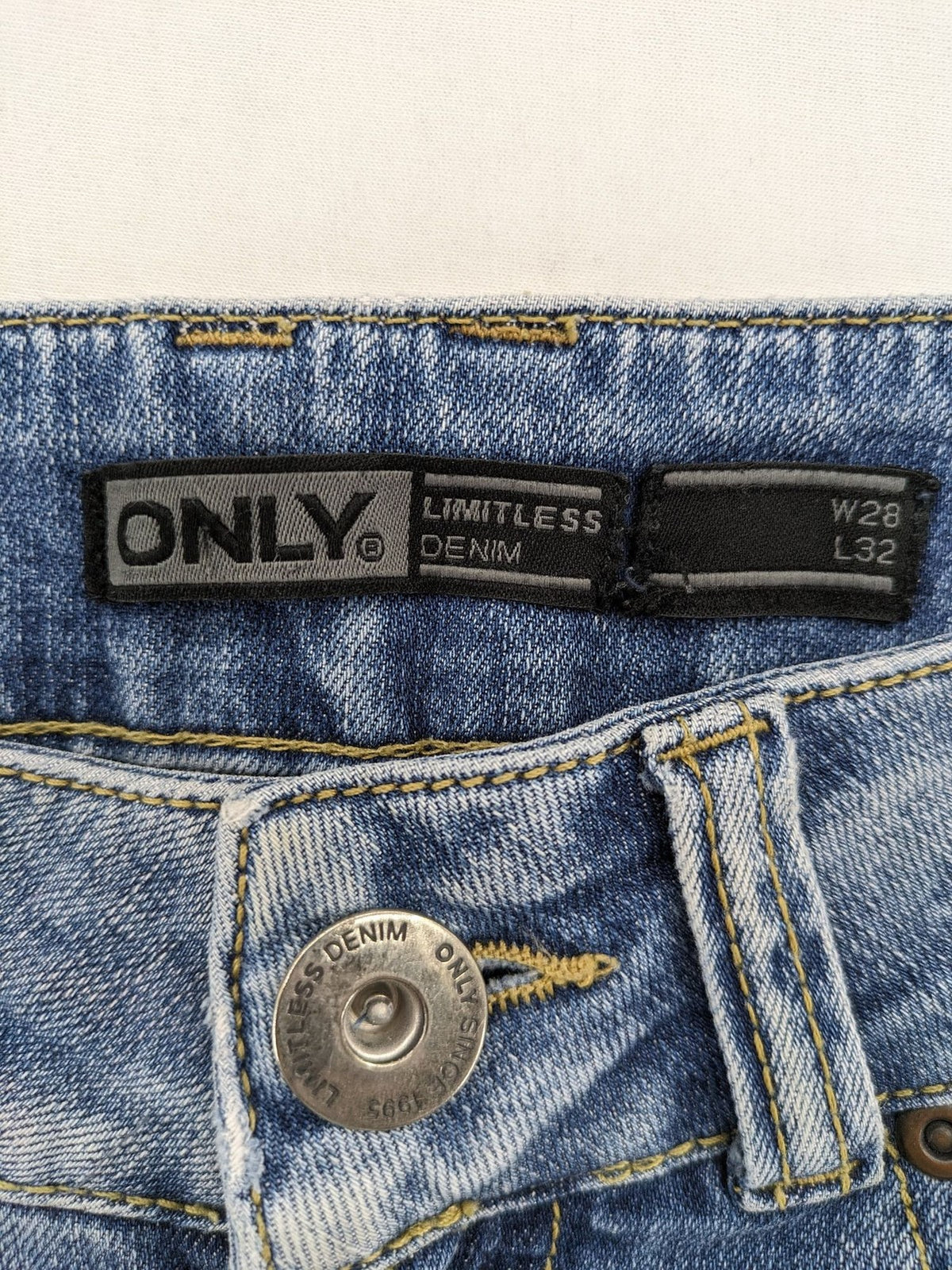 ONLY straight jeans orange pink distressed denim with unique gathered biker-style details