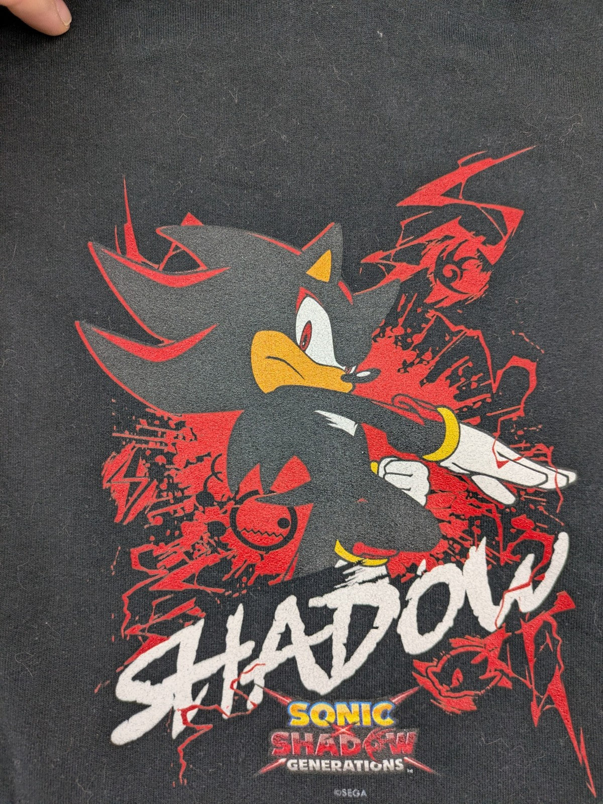 perfekt black zip-through hoodie with large Shadow the Hedgehog graphic print
