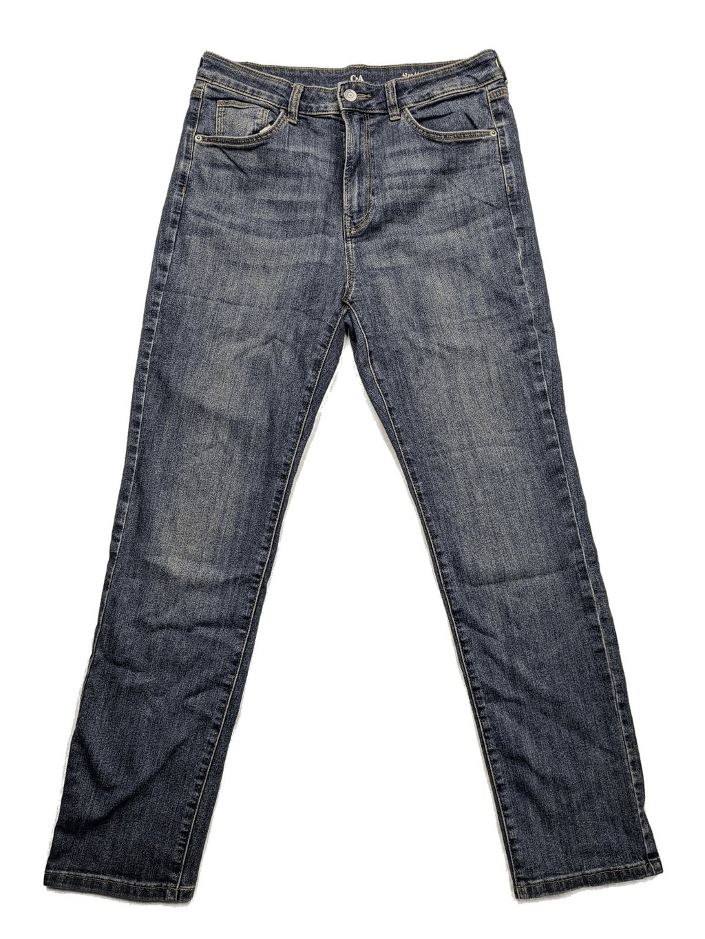 C&A blue high slim straight jeans with high waist, classic 5-pocket design, stretch denim.