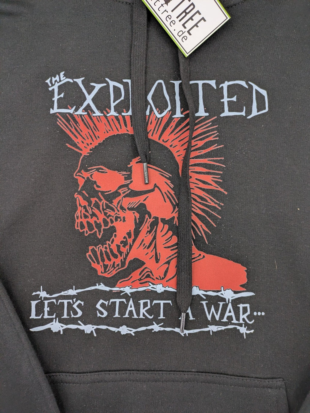 The Exploited black zip-through hoodie with large front print of skull and logo.